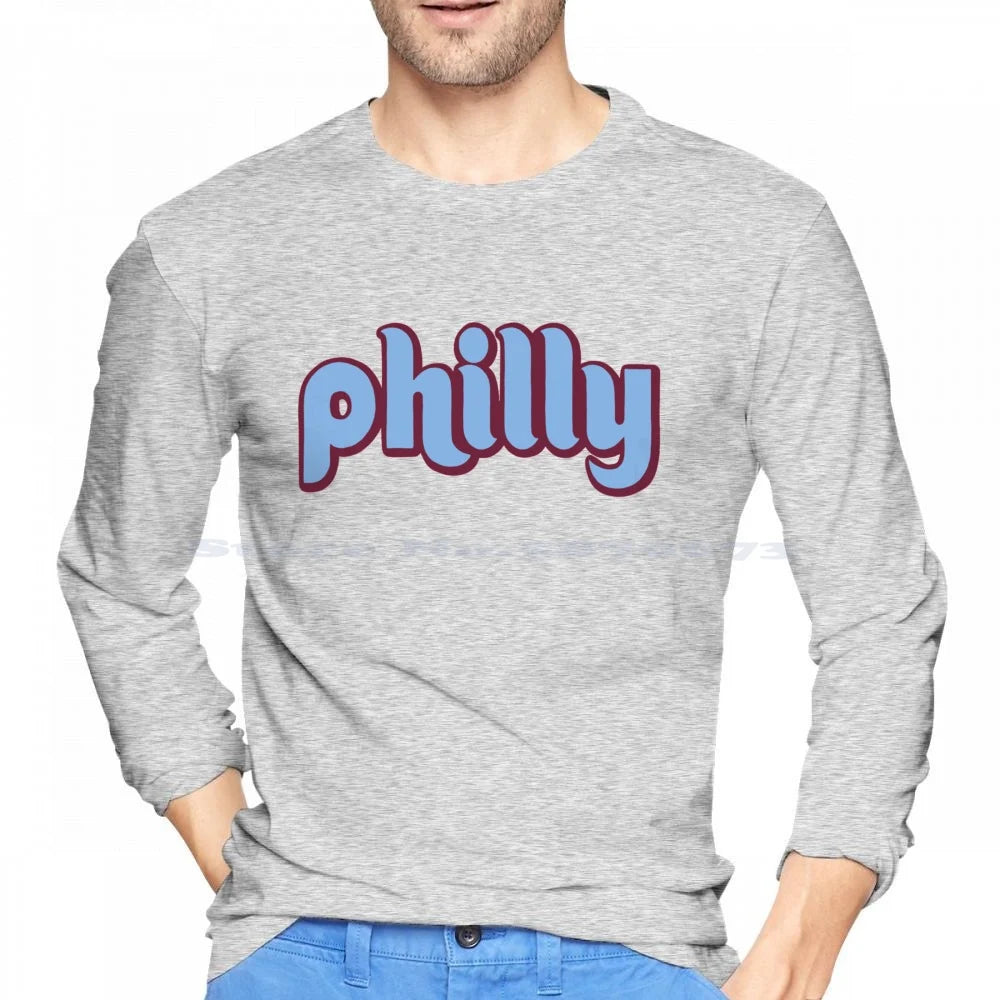 Philly Retro T Shirt 100% Cotton Tee Retro Philly Flyers Eagles History Die Hard Fans Philadelphia City Pennsylvania Blue