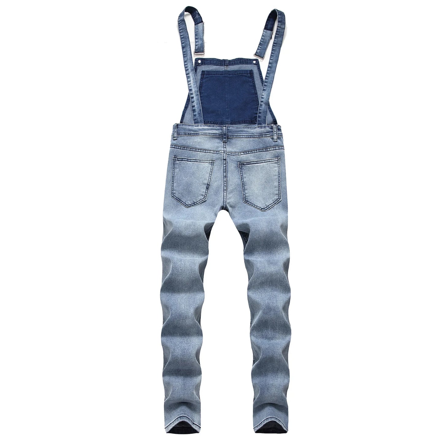 Men Jeans Jumpsuits Denim Overalls Distressed Pockets One Piece Pencil Pants Solid Washed Ankle Length Safari Style Spliced 2025