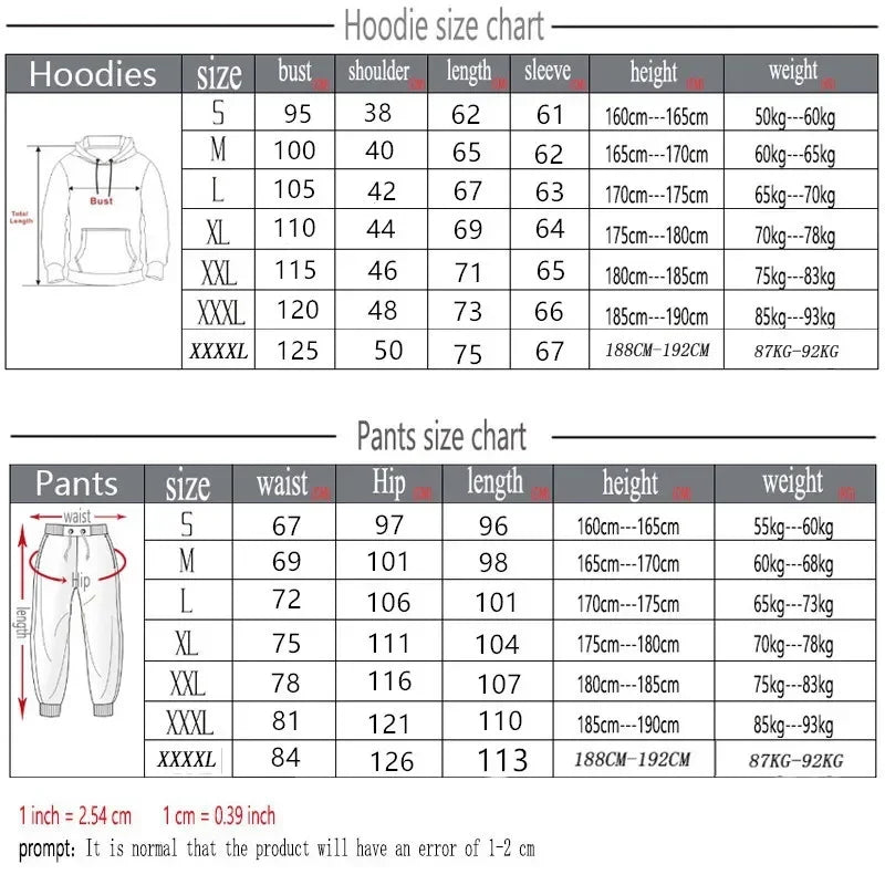 Men What Ever Jogging Tracksuit Outdoor Hooded Two Piece Sets Casual Long Sleeve Pullover + Drawstring Pants Suit Racing