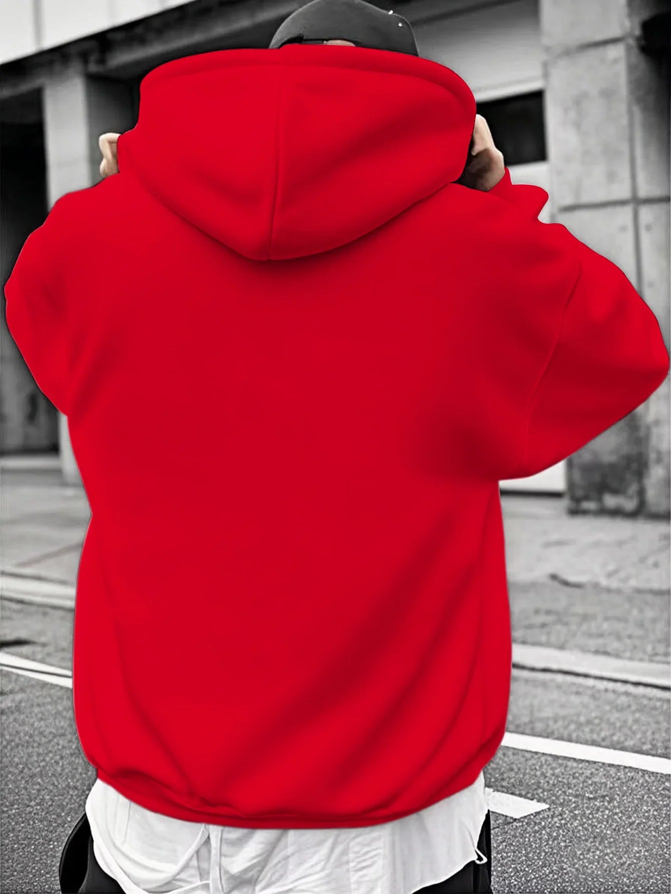 Men's Casual Winter Hooded Sweatshirt - Regular Fit, Machine Washable, Trendy Streetwear Pullover, Comfortable Knit Fabric