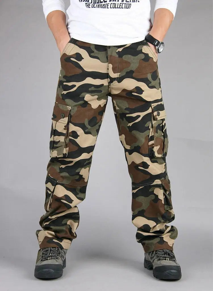 Men's Tactical Camouflage Overalls High-Quality Cotton Multi-Pocket Trousers Sports Training Casual Work Pants