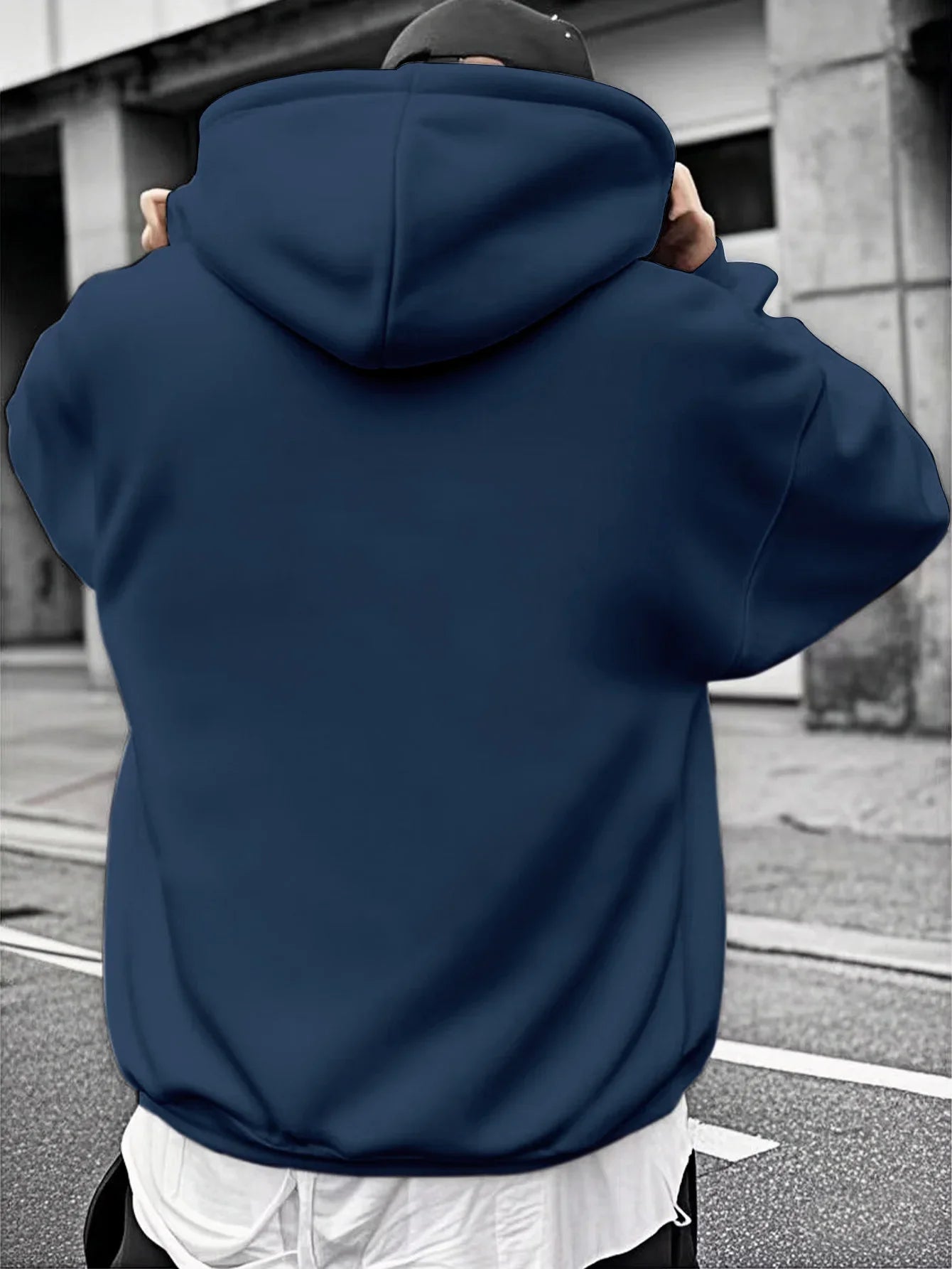 Men's Casual Winter Hooded Sweatshirt - Regular Fit, Machine Washable, Trendy Streetwear Pullover, Comfortable Knit Fabric