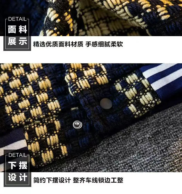 Autumn Winter New Men's Cardigan Single-Breasted Fashion Knit Sweater Stitching Colorblock O Collar Coats Swearter Jackets