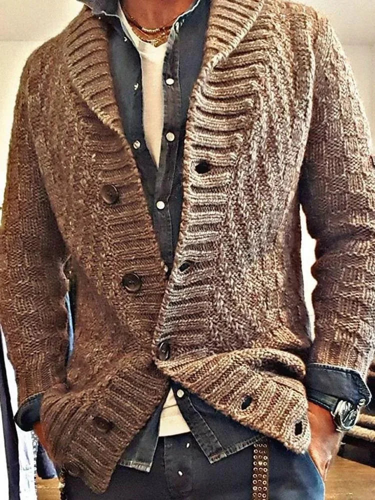 New Style Solid Color Sweater for Men in Autumn and Winter Retro Lapel, Knitted Long-sleeved Cardigan Sweater Coat S-3XL