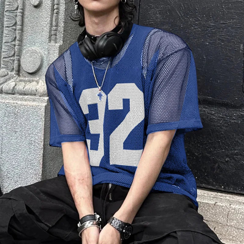 INCERUN Men T Shirt Mesh Transparent Printing O-neck Short Sleeve Sexy Men Clothing Streetwear Summer 2024 Fashion Male Tee Tops