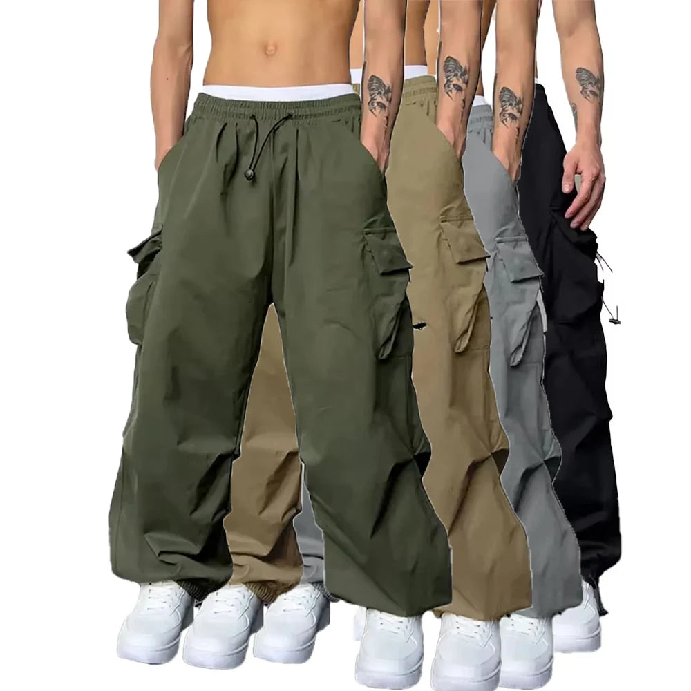 New Casual Pant Cargo Trousers Streetwear Wide Leg Sweatpant High Street Trendy Loose Versatile Straight Casual Pants 2pc Couple