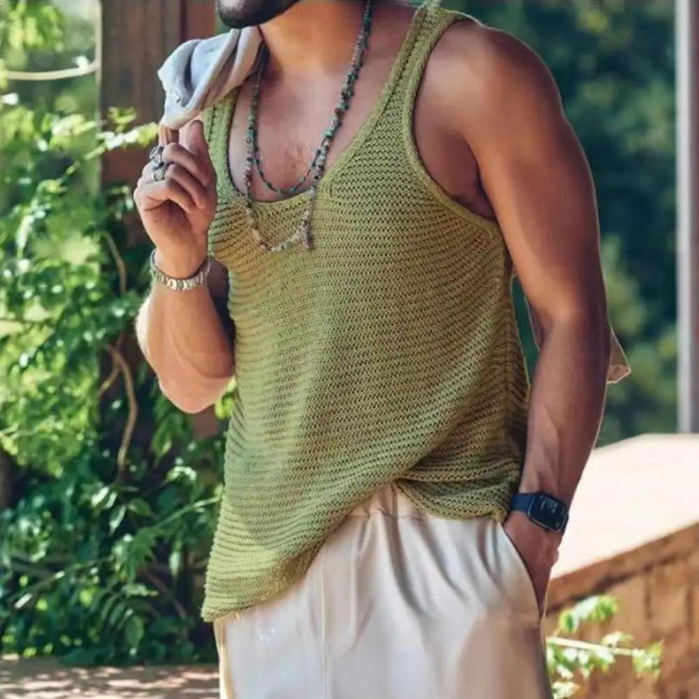 Chic Tank Top Simple Style Sports Sweat Absorption Streetwear Men Summer Vest