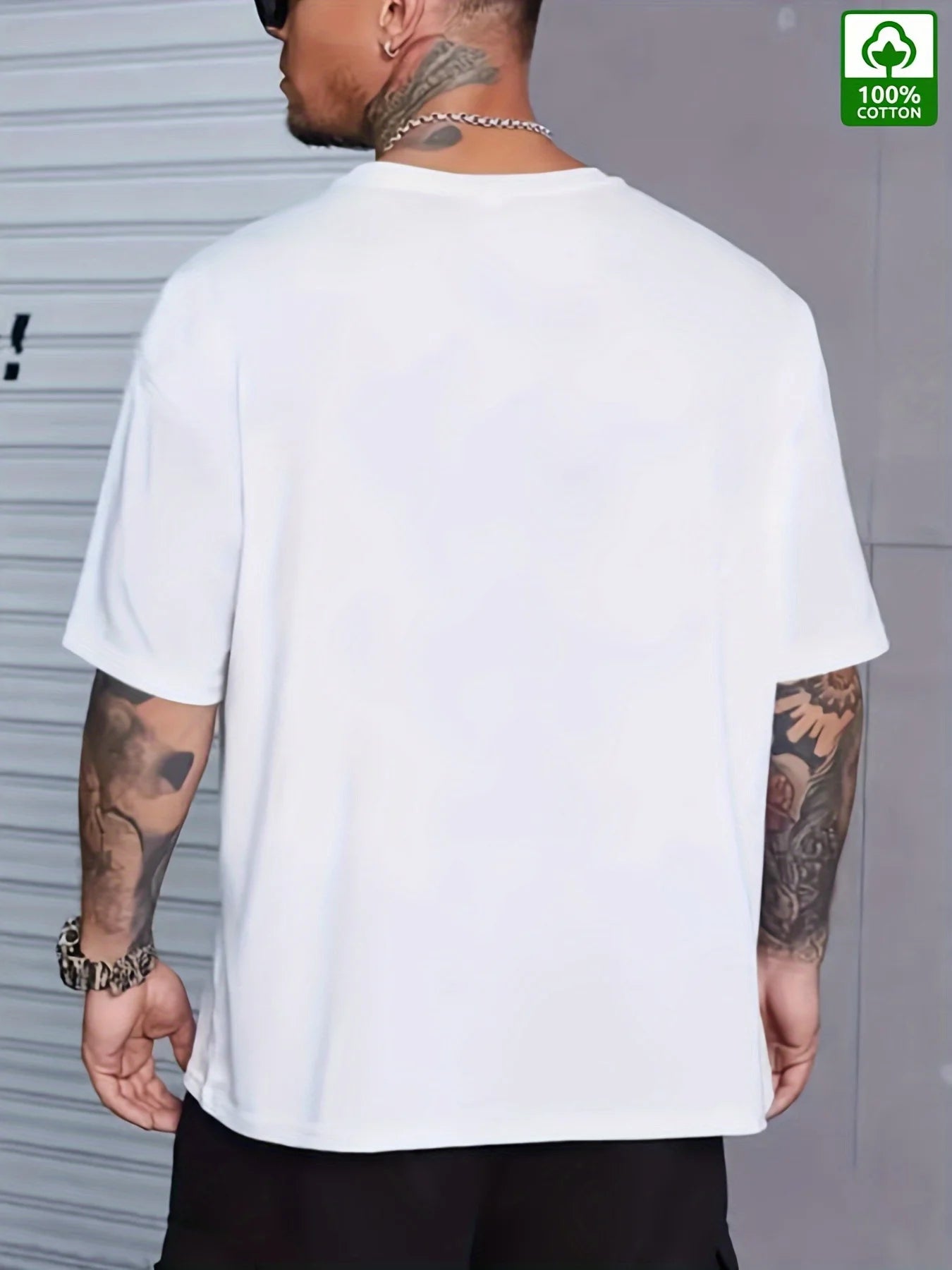 Men's summer 100% pure cotton fashionable casual loose color skull and rabbit print sports round neck short sleeved T-shirt top