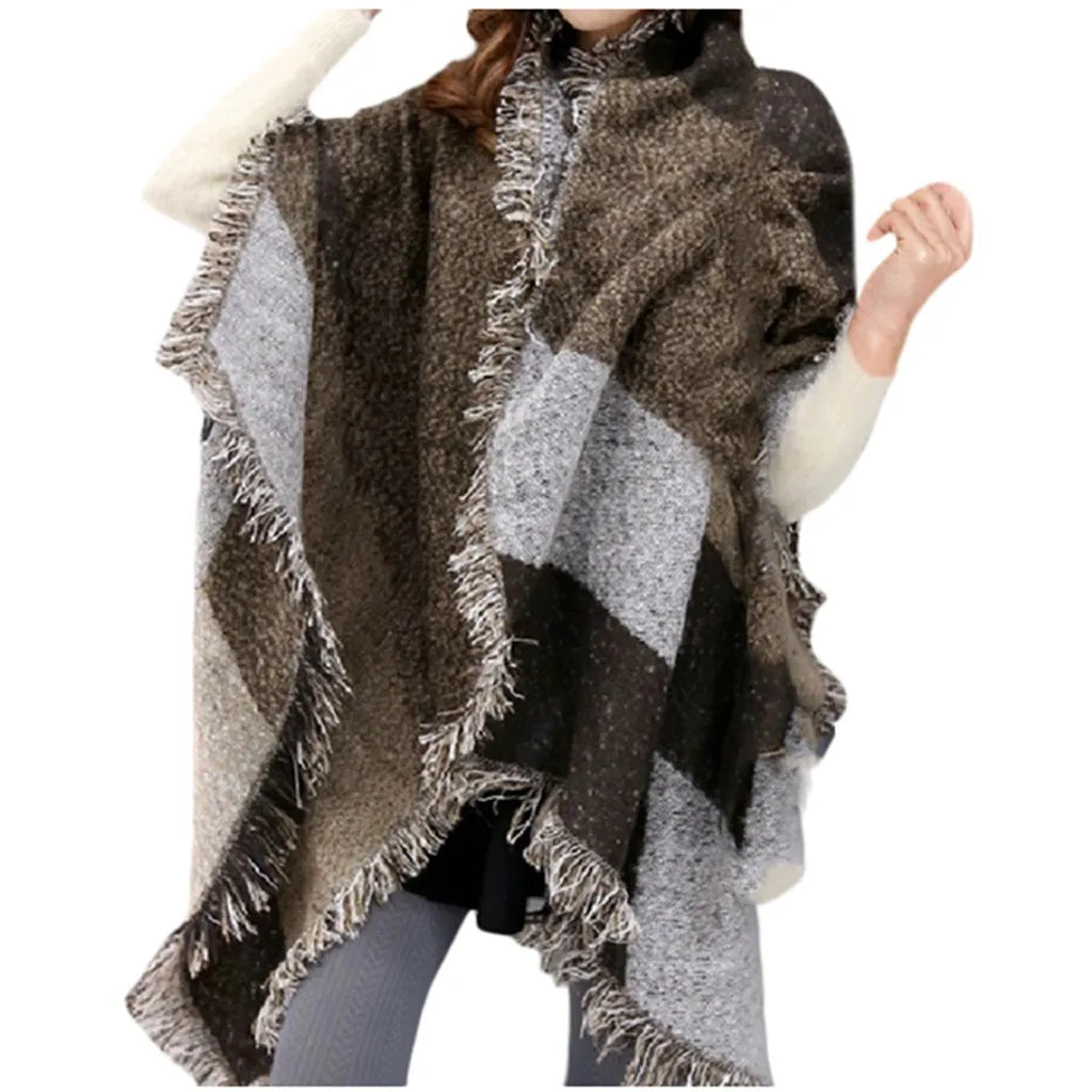 Women Contrast Color Tassel Scarf Retro Female Multi-Purpose Shawl Scarf шарф женский Elegant Womens Shawl Scarf Winter 2024 스카프