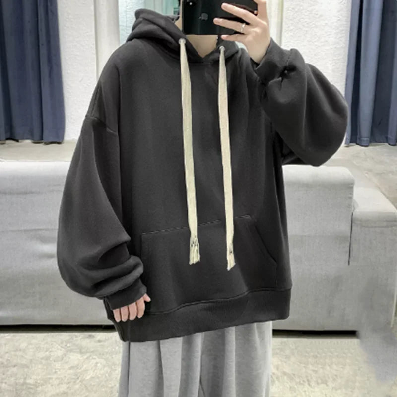 Hooded Sweatshirt for Men in Autumn Winter Fashion Brand Loose Trendy Versatile Coat for Couples Plus Velvet Thickened Clothes