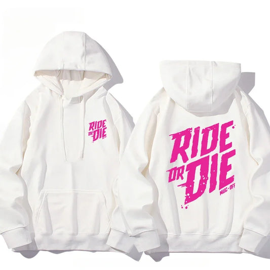 Men's Hoodie with Ride or Die Lettering Personalized Print Adult Pullover Sweatshirt Street Casual Hip-Hop Long-Sleeved Top