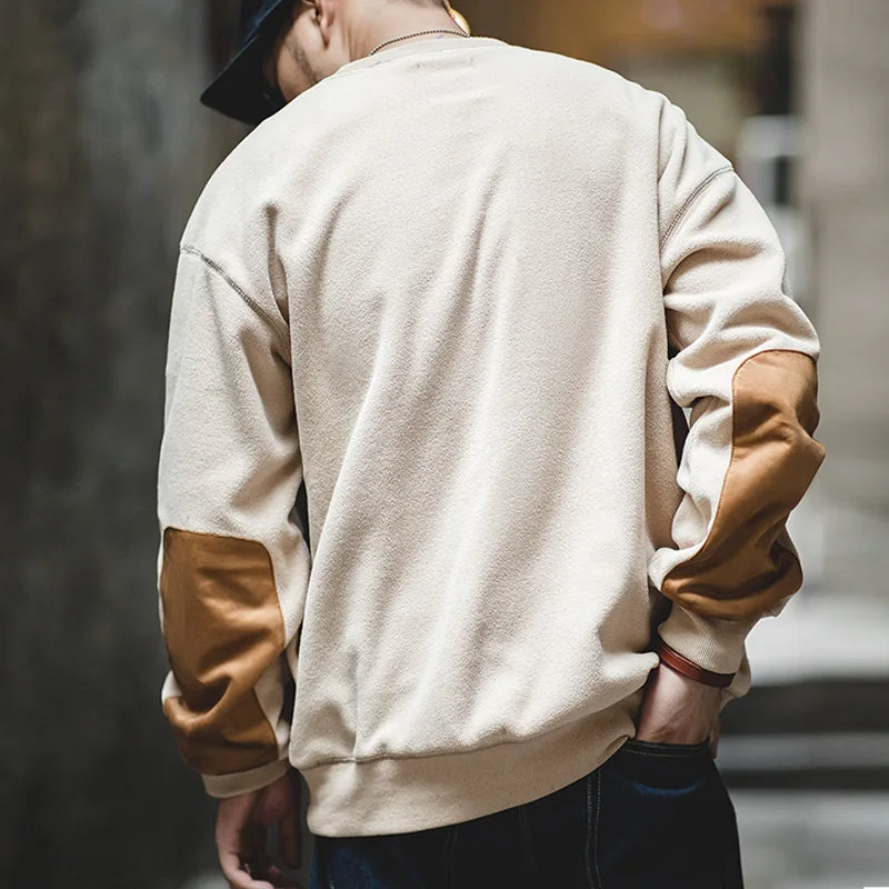 Maden Warm Fleece Sweatshirts For Men Polar Pullover Loose Splicing Jacket Casual Sweatshirarajuku Coat Sportswear Man Clothing