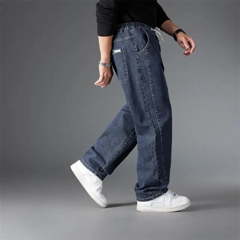 Men's Jeans Plus Size Straight Denim Fabric Pants for Fat People 45-150kg Hombre Wide Leg Jeans Pantalon Homme for Men