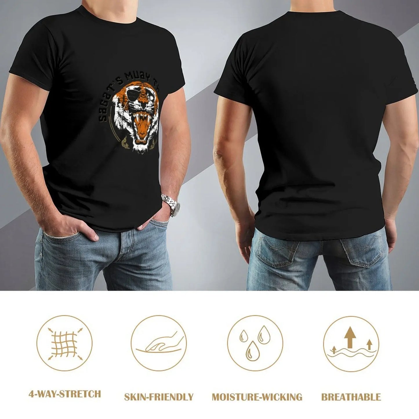 Sagat&x27;s Muay Thai Gym T-Shirt animal prinfor boys aesthetic clothes anime tshirt sports fans funny t shirts for men