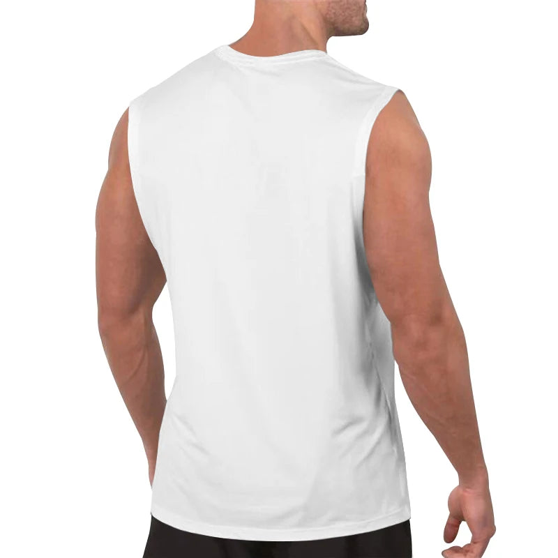 Summer men's solid color V-neck vest casual breathable sleeveless T-shirt vest suitable for fitness and sports