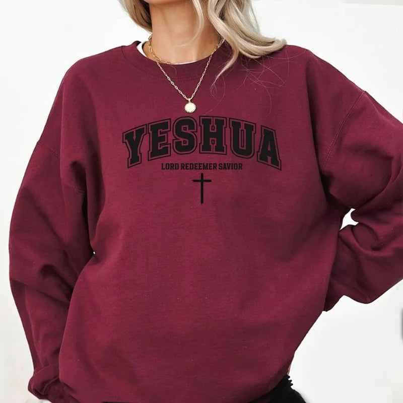 Vintage Yeshua Sweatshirt Christian Yeshua Religious Hoodie Aesthetic Faith Clothing Jesus Bible Verse Pullover Woman Clothes