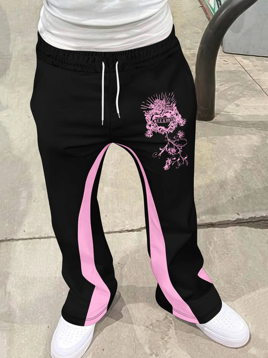 Y2k Flared Pants Men Loose 3D Print Trousers Casual Sweatpants Mid Waist Sporty Female Clothes Streetwear Hip Hop Vintage Pants