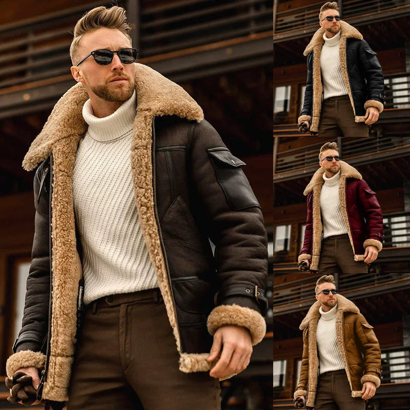 2025 Warm Winter Men's Fur All-in-One Thickened Imitation Leather Fur Jacke Tnew in Outerwears Men Jacket Fashion Male Clothes