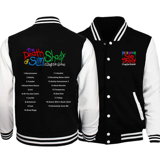 Eminem New Album The Death of Slim Shady Coup De Grace Tracklist Hoodie Baseball Uniform Coat Casual Men's Fashion Jacket