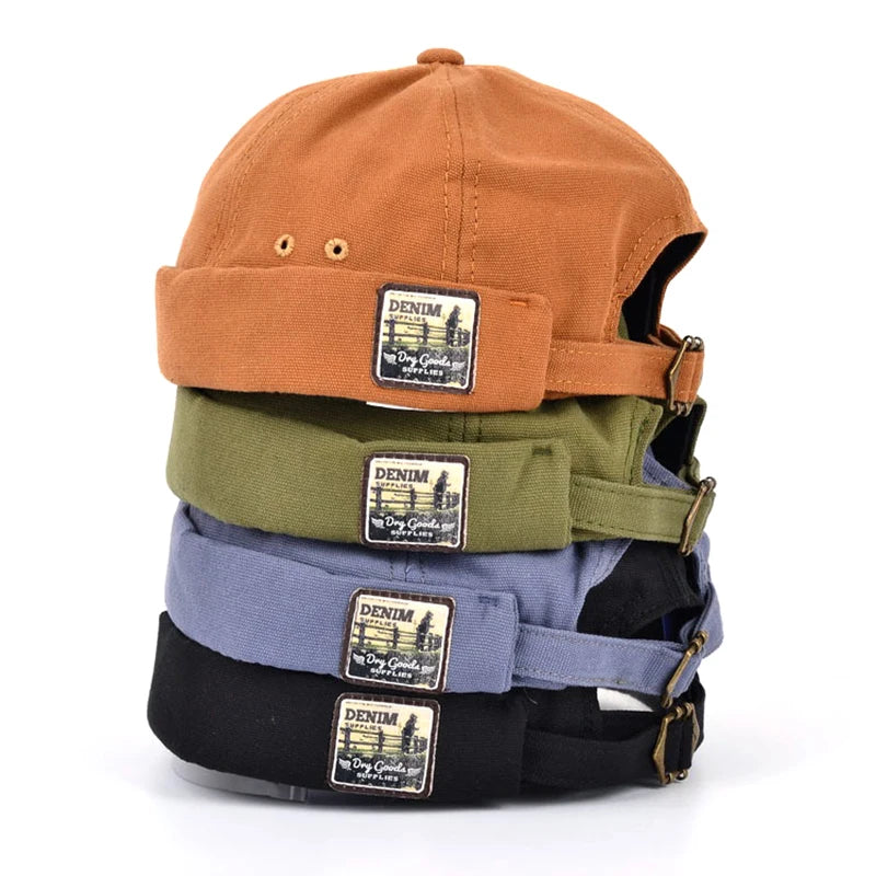 Bocca Vintage Docker Cap Brimless Hat Skullcap Retro Cotton Adjustable Soild Color Summer Autumn Spring Hip Hop Fashion