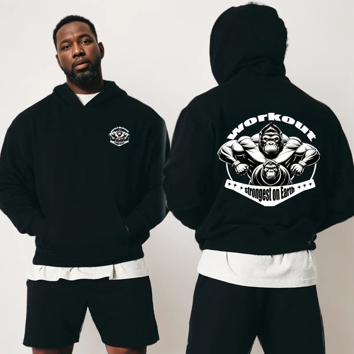 Men's Gym Pullovers Fitness Sweatshirts Man Workout Hoodies Gorilla Bodybuilding Casual Coat