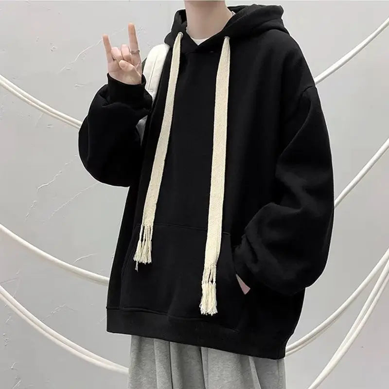 Hooded Sweatshirt for Men in Autumn Winter Fashion Brand Loose Trendy Versatile Coat for Couples Plus Velvet Thickened Clothes