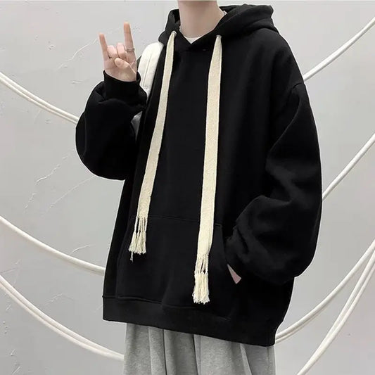 Hooded Sweatshirt for Men in Autumn Winter Fashion Brand Loose Trendy Versatile Coat for Couples Plus Velvet Thickened Clothes