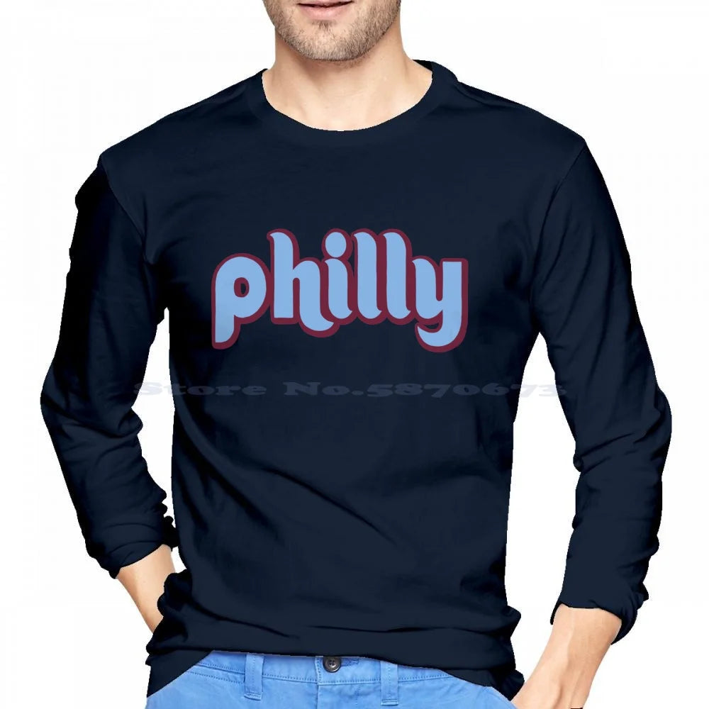 Philly Retro T Shirt 100% Cotton Tee Retro Philly Flyers Eagles History Die Hard Fans Philadelphia City Pennsylvania Blue