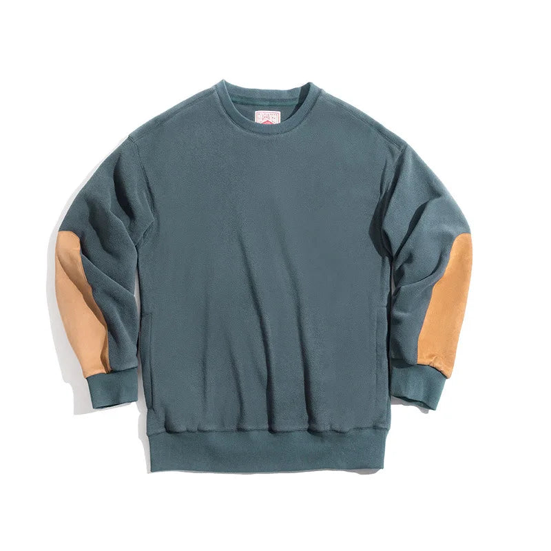 Maden Warm Fleece Sweatshirts For Men Polar Pullover Loose Splicing Jacket Casual Sweatshirarajuku Coat Sportswear Man Clothing