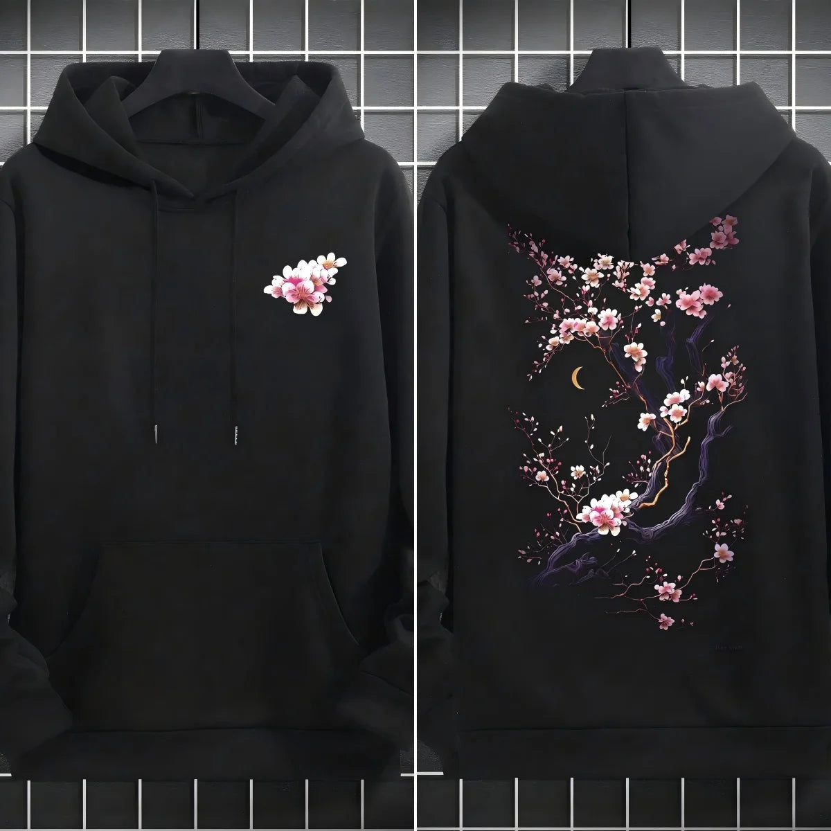 Plum blossoms that can withstand severe cold Print  Mans Retro Loose Hoodie  Fleece Warm Fashion Hoody Unisex Basics Clothing