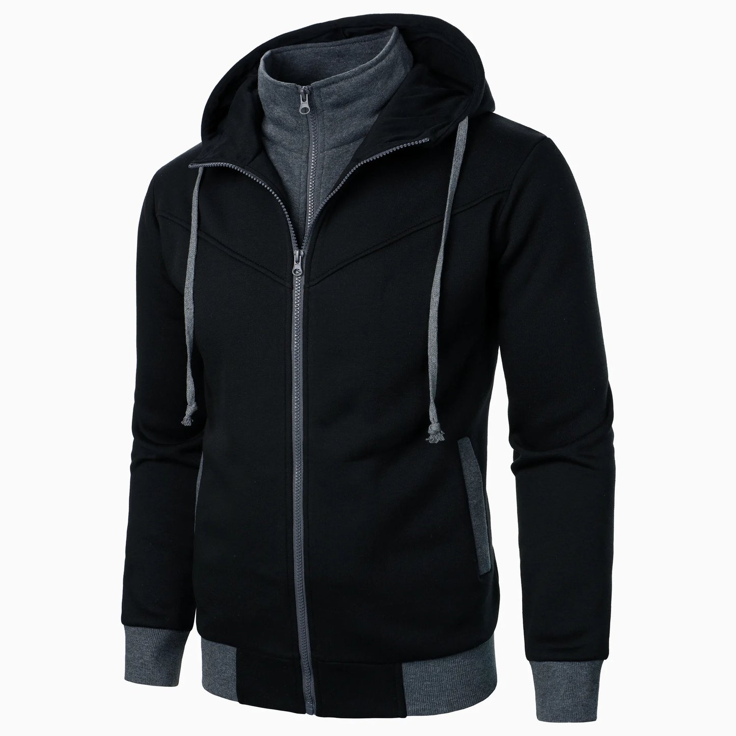 New Men Sweatshirts Jackets Korean Style Daily Casual Sportwear Simple Side Zipper Hooded Tracksuits Youth Hoodies Outerwear