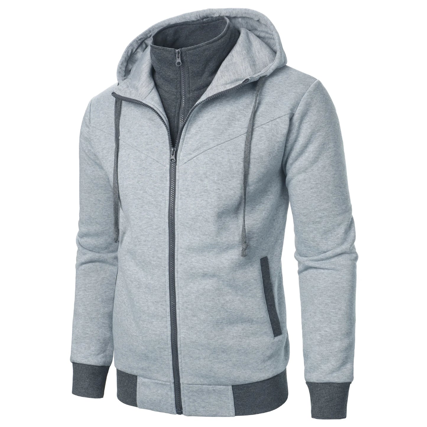 New Men Sweatshirts Jackets Korean Style Daily Casual Sportwear Simple Side Zipper Hooded Tracksuits Youth Hoodies Outerwear