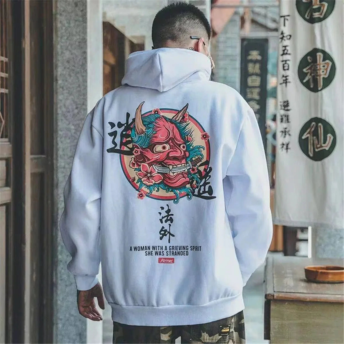 Fashion Men Hip Hop Hoodies Japanese Casual Sweatshirts Streetwear Men Women Loose Pullover Hapan Harajuku Devil Hoodie Male