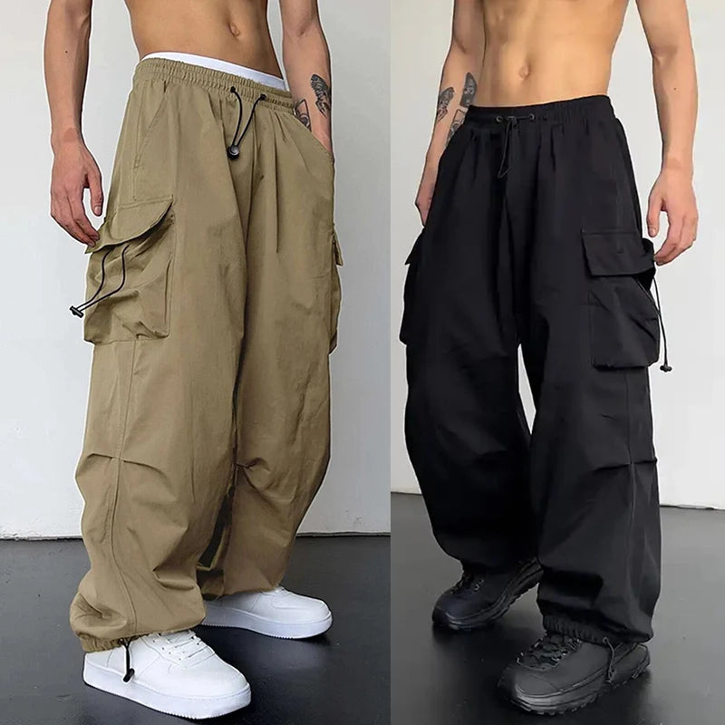 New Casual Pant Cargo Trousers Streetwear Wide Leg Sweatpant High Street Trendy Loose Versatile Straight Casual Pants 2pc Couple