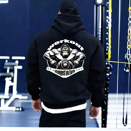 Men's Gym Pullovers Fitness Sweatshirts Man Workout Hoodies Gorilla Bodybuilding Casual Coat