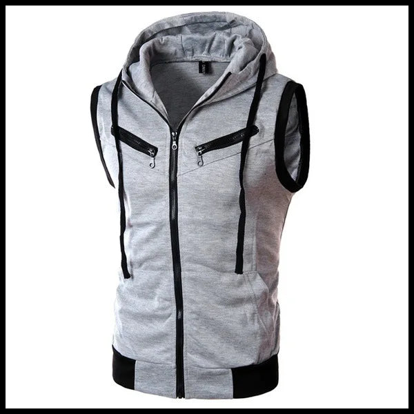 New Fashion Zipper Cardigan Sweater Mens Sleeveless Hooded Vest Jacket Plus Size S-4XL Streetwear Vest Hoodies