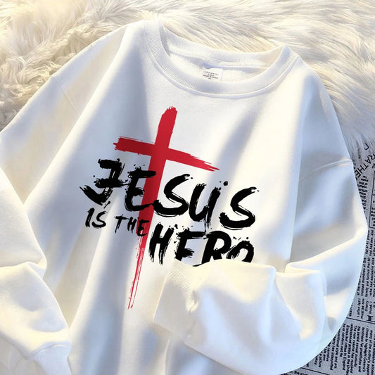 Jesus Is The Hero Sweatshirt Women Fashion Fleece Hoodies Autumn Fleece Hoodie Casual Oversize Clothing Male