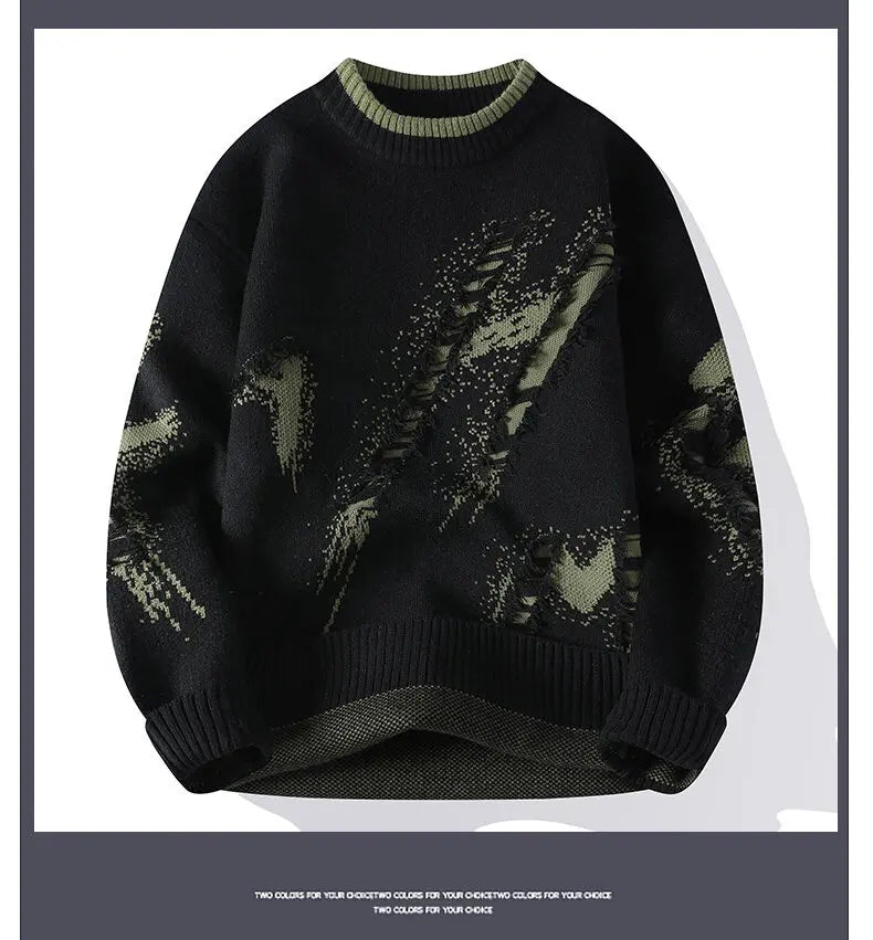 2025 Autumn Men Casual Sweater Tassels Patchwok Cute Couple Sweaters Round Neck Long Sleeve Male Knitted Harajuku Pullover