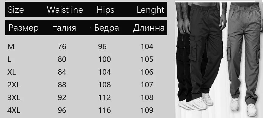 Men's Cargo Pants Casual Multi Pockets Military Tactical Pants Male Outwear Loose Straight slacks Long Trousers Plus size