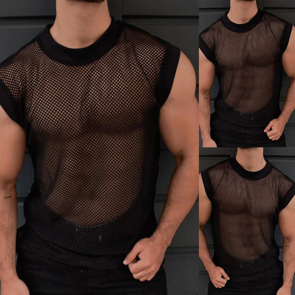 For Men Mens See-through T Shirt Mens T Shirt For Party Nightclubs Brand New Crew Neck Polyester Fabric Regular Length