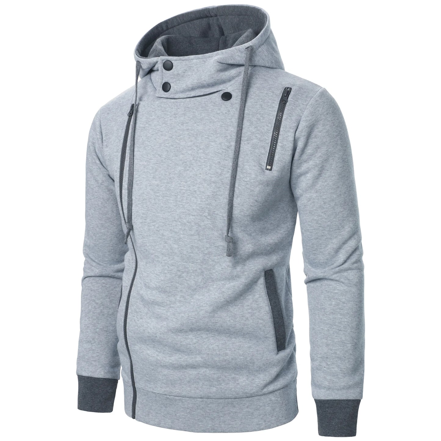 New Men Sweatshirts Jackets Korean Style Daily Casual Sportwear Simple Side Zipper Hooded Tracksuits Youth Hoodies Outerwear