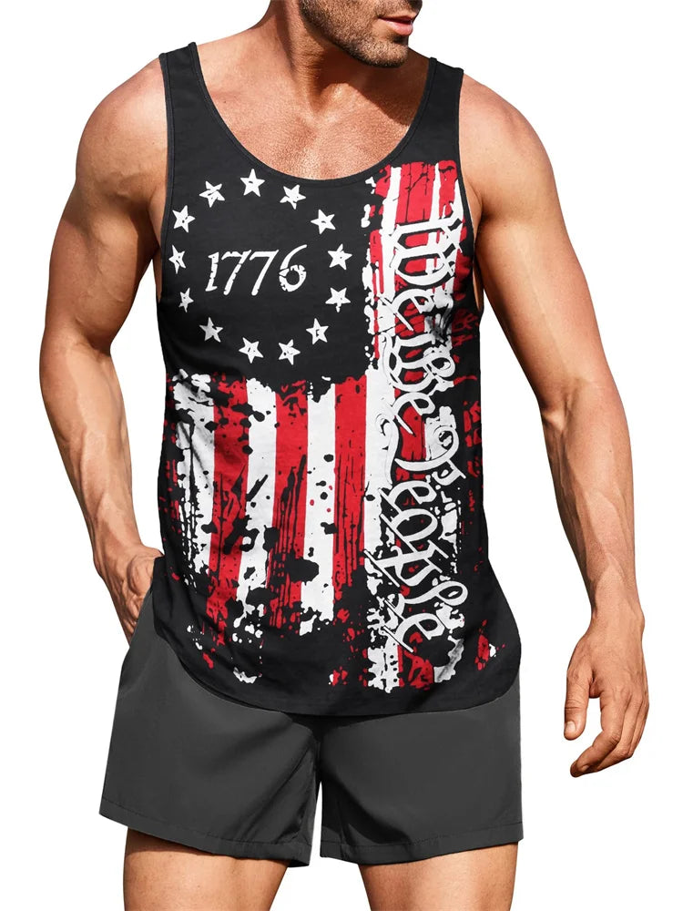New Summer Men's Sleeveless T-Shirt Men's Outdoor Hawaii Classic Travel Wear Plus-Size Round Neck Palm Leaf 3D Printed Vest