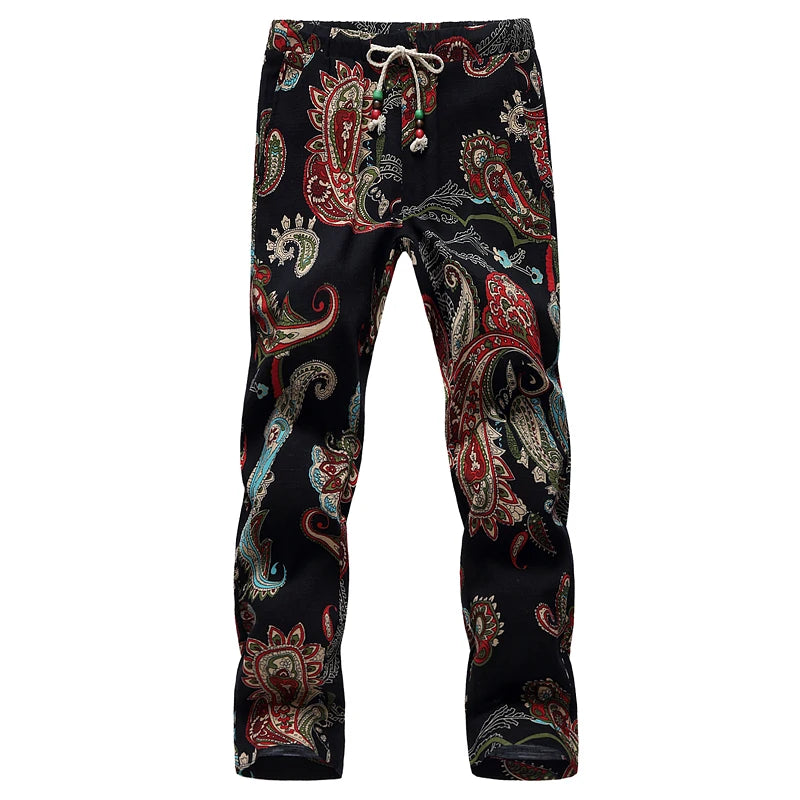 Summer thin men's large size shorts floral sports leisure nine-minute pants