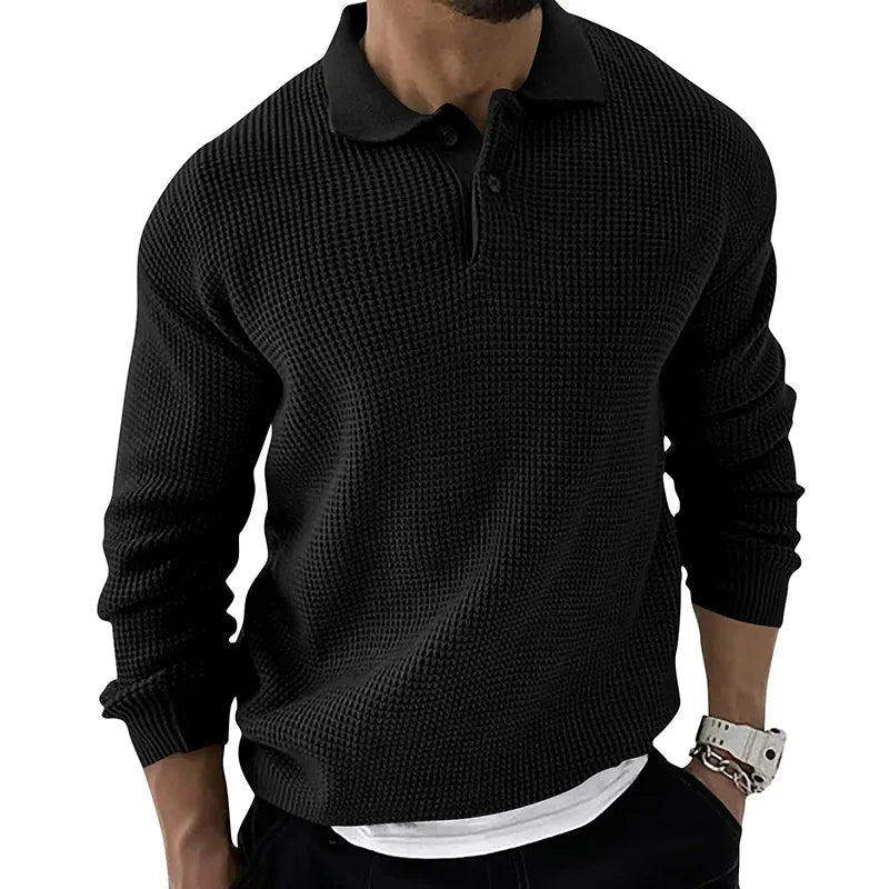 Autumn Winter Men's Sweater Knitted POLO Shirts Lapel Solid Color Knitted Pullover Social Streetwear Casual Business Men Clothin