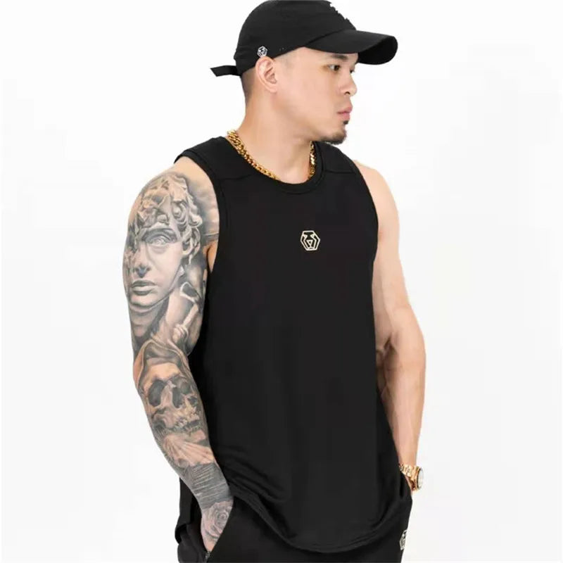 Men's Brand Gym Stringer Tank Top Men Bodybuilding Vest Cotton Sleeveless Shirt Fitness Vest Singlet Sportwear Workout Tanktop