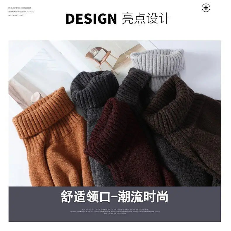 Men Turtleneck Sweater Classic Gradient Knitted Pullover Vintage American Fit Loose Harajuku Men's Knitwear Sweaters Multicolors