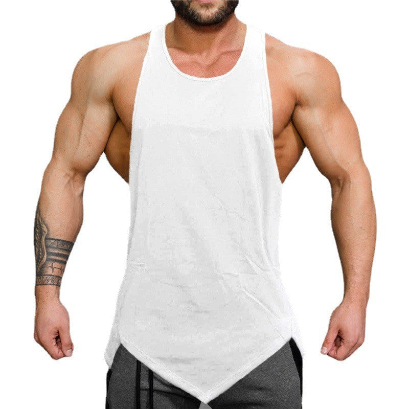Summer Muscle Tank Tops Mens Irregular Hem Sleeveless Shirts Cotton Gym Clothing Bodybuilding Undershirt Casual Fitness Tee Tops