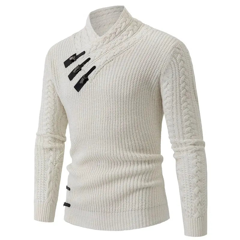 Autumn Winter Long Sleeved Knitted Sweater Men's Retro Solid Color Versatile Knit Pullover Sweaters Social Party Men Clothing