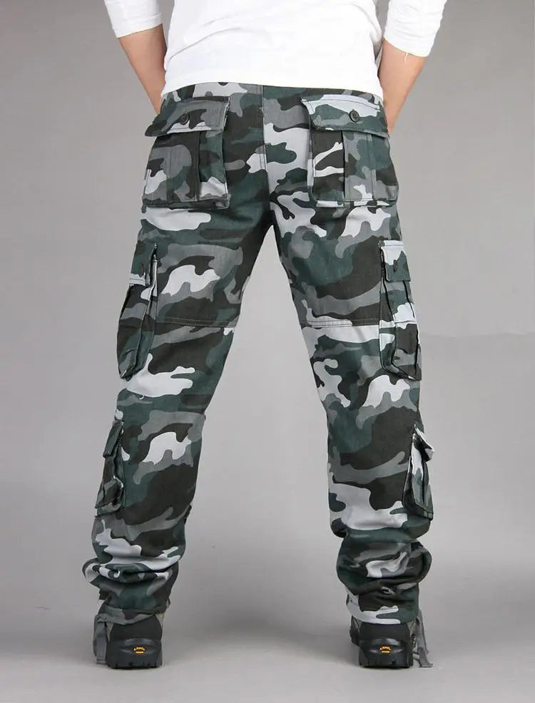 Men's Tactical Camouflage Overalls High-Quality Cotton Multi-Pocket Trousers Sports Training Casual Work Pants