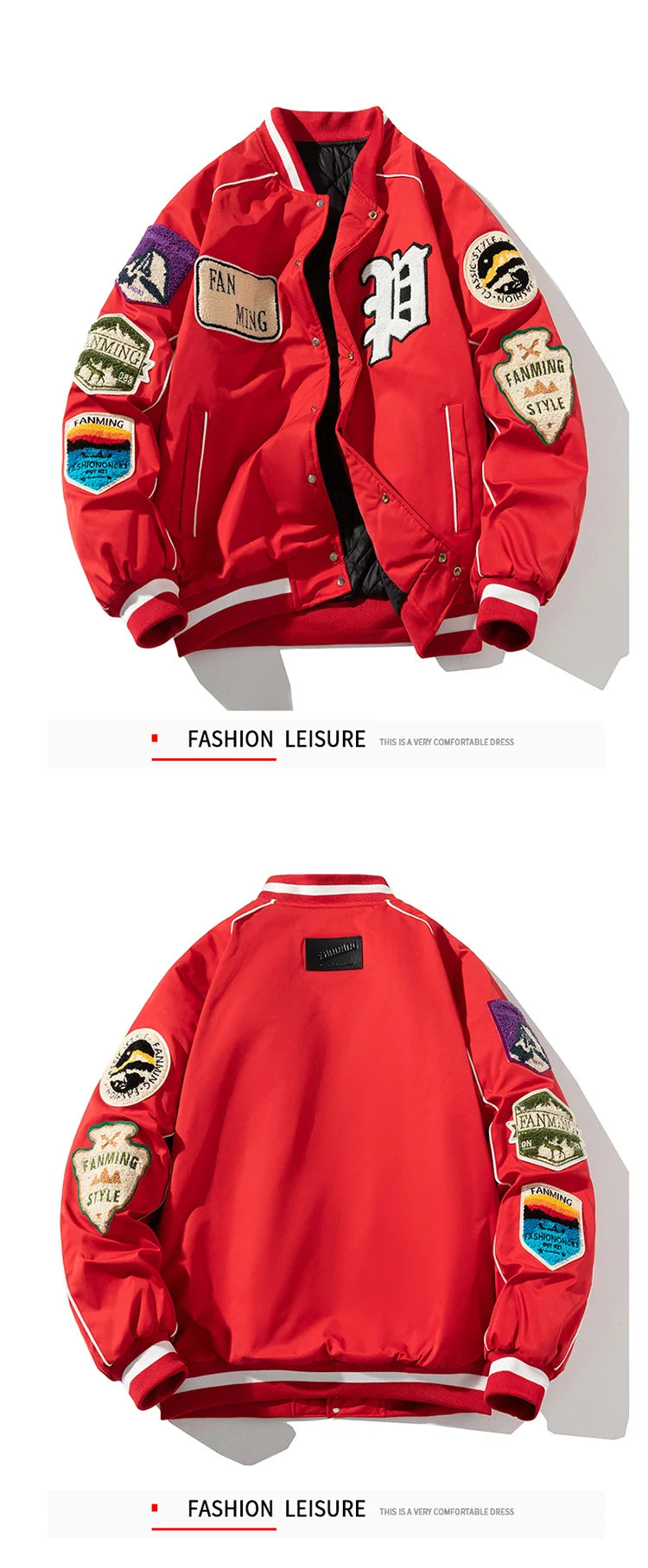 Winter Varsity Jacket Men Women Letter Badge American Baseball Jacket Street Fashion Hip Hop Coat Youth Couple Clothes Blue Red